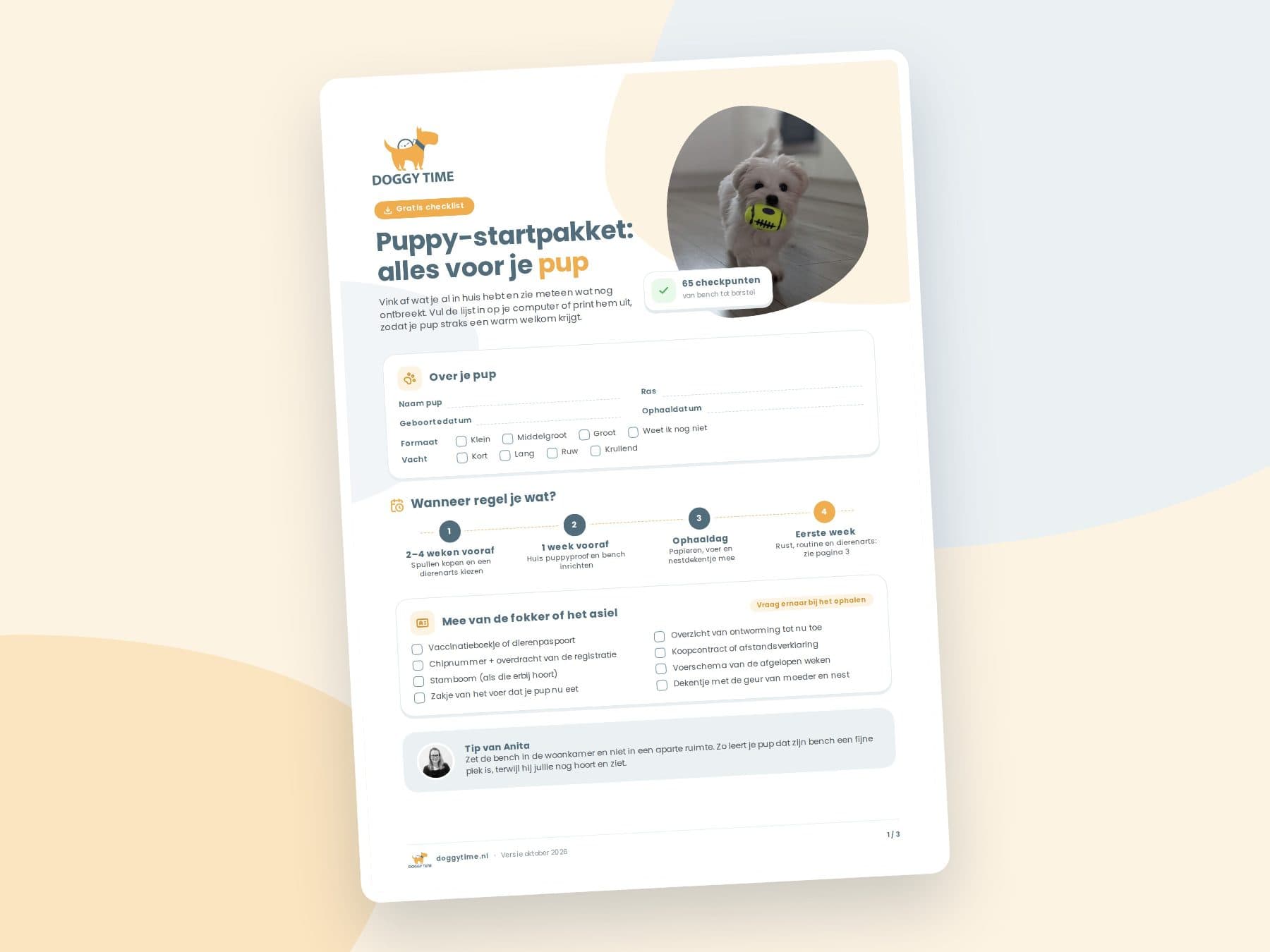 Voorkant van de PDF Puppy-startpakket: alles voor je pup